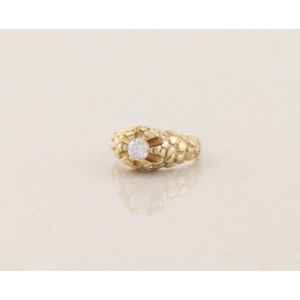 Mens 14k Yellow Gold .65 carat Diamond Belcher Ring Nugget Band Ring Size 10.25 - Picture 5 of 11